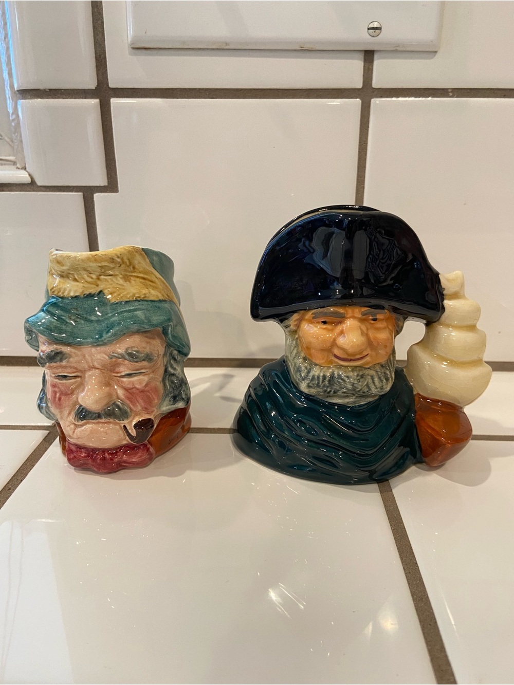 Vtg Staffordshire England Pottery Captain Ahab  & Gaffer Cups READ Description